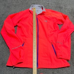 The North Face Womens Neon Orange Purple Full Zip Running Jacket Windbreaker S